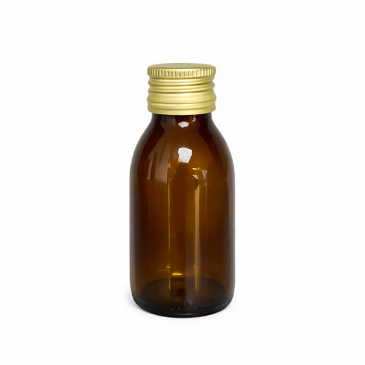 100ml Amber Sirop Bottle with Gold Screw top, pack of 104