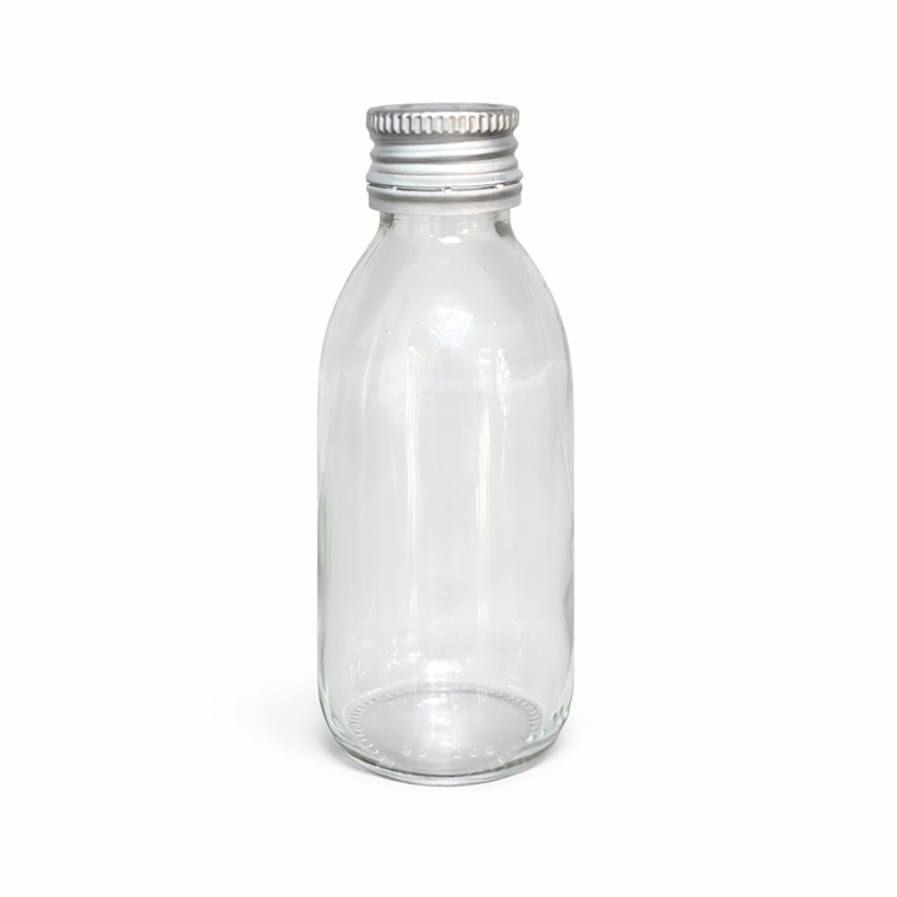 125ml Sirop Bottle with Silver Screw top, pack of 86
